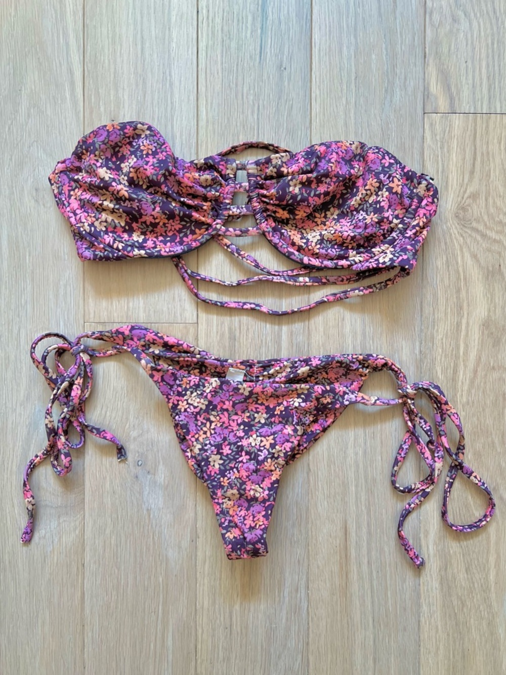 Frankie’s Bikini Vintage Floral Bikini Top & Cheeky Scrunch Bottoms